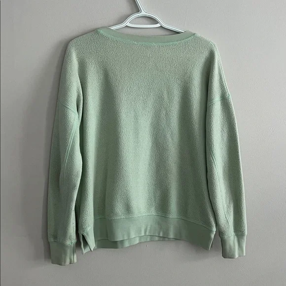 American Eagle Sweater Women's Large Light Green Fleece Pullover Sweatshirt - Picture 4 of 6